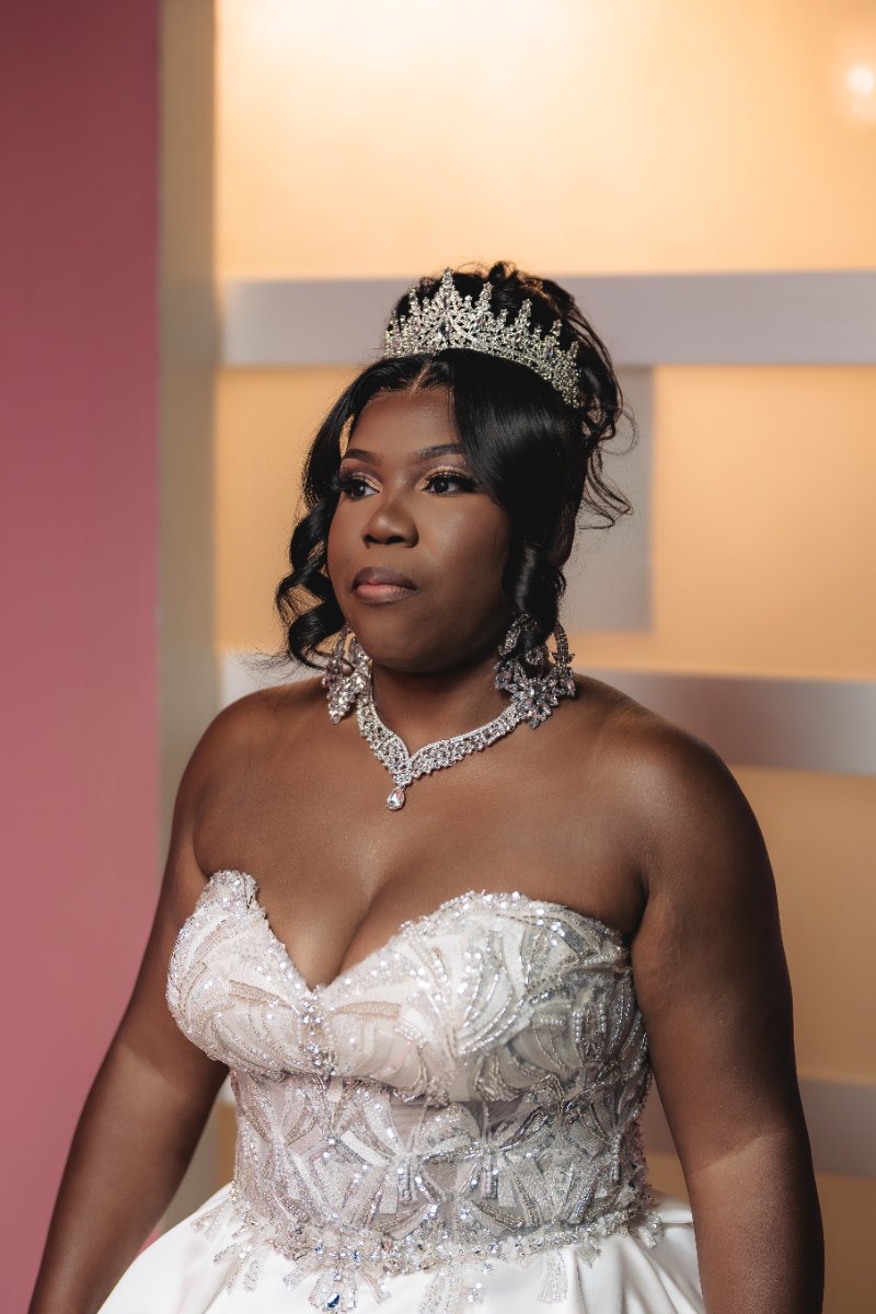 Las Vegas wedding photography — a portrait of the bride in her tiara and gown