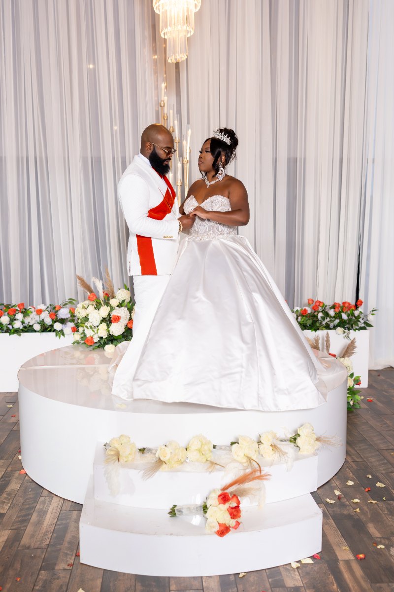 Las Vegas wedding photography — the couple alone on the platform after everyone has gone