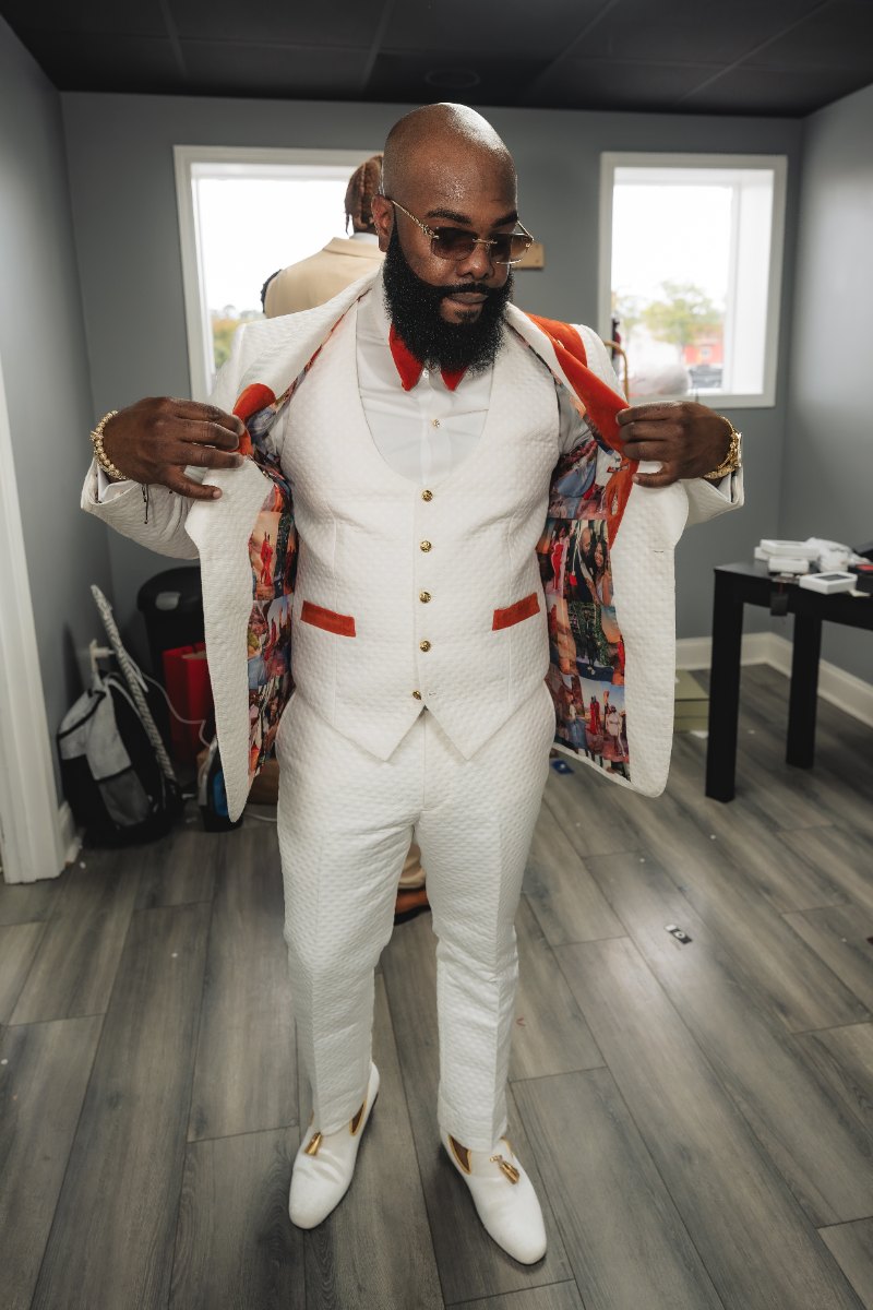 Las Vegas wedding photography — the groom checking his suit before the ceremony