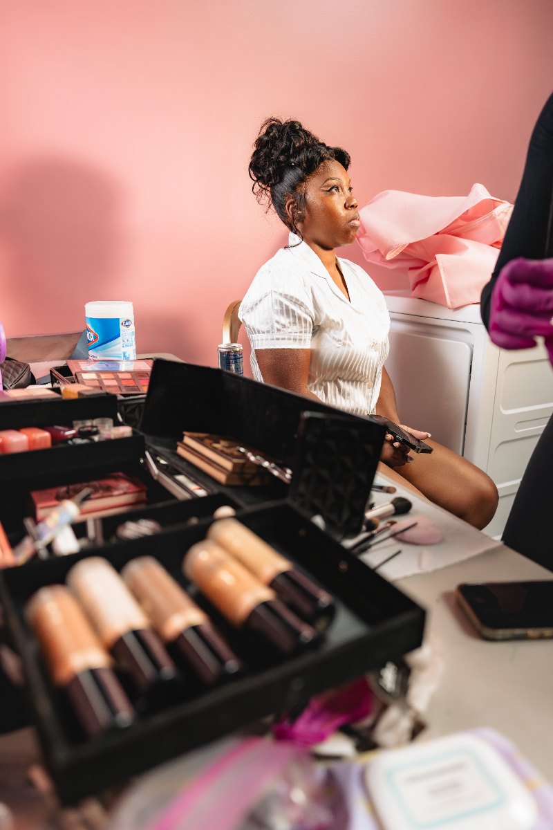 Las Vegas wedding photography — the makeup station in the bridal suite