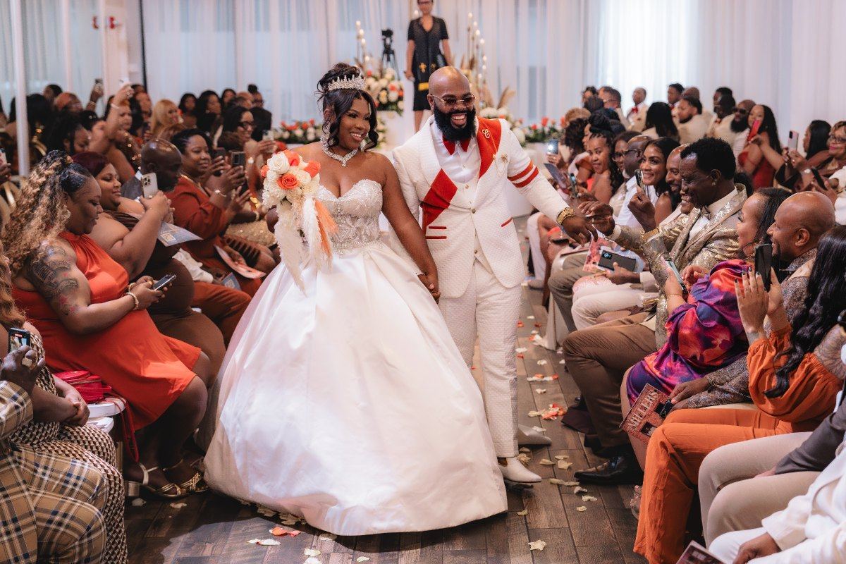Las Vegas wedding photography — the recessional back through the guests