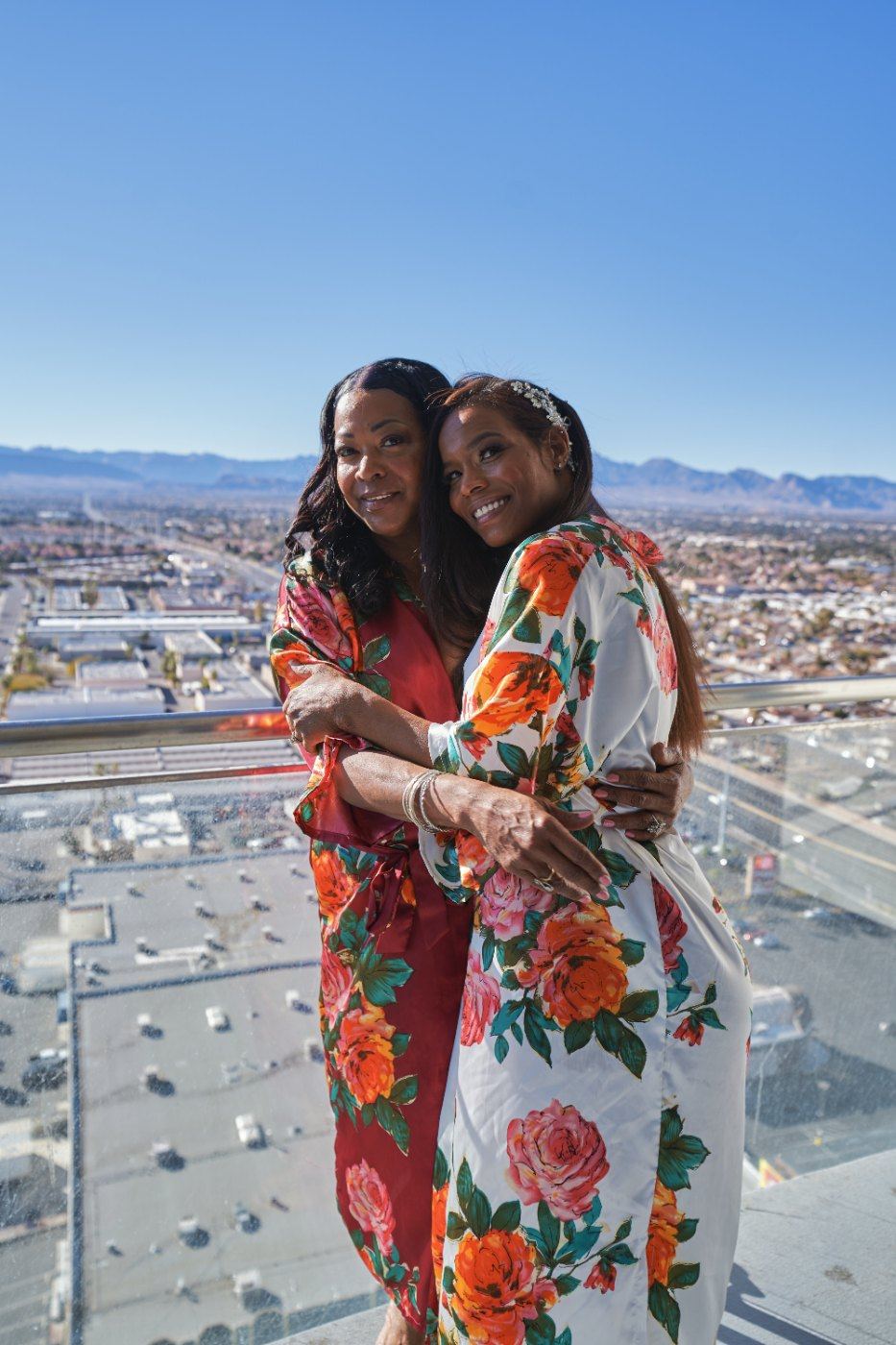 Las Vegas wedding photography — on the high-rise balcony overlooking Las Vegas