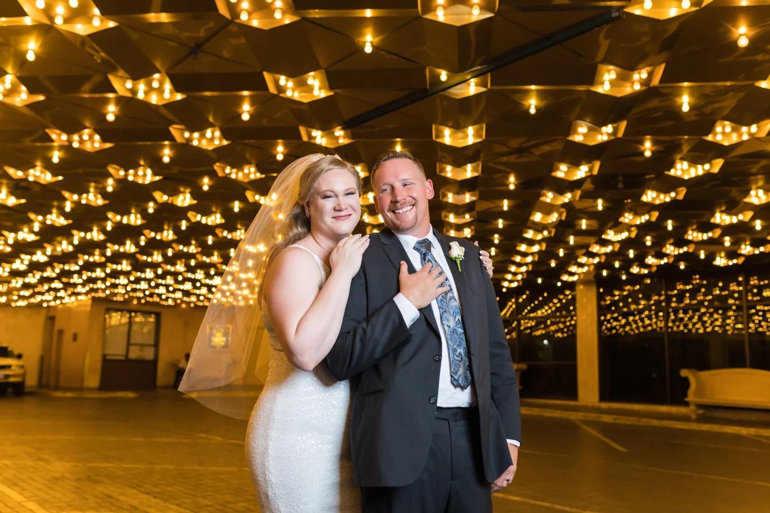 Las Vegas wedding photography — night portrait under string lights