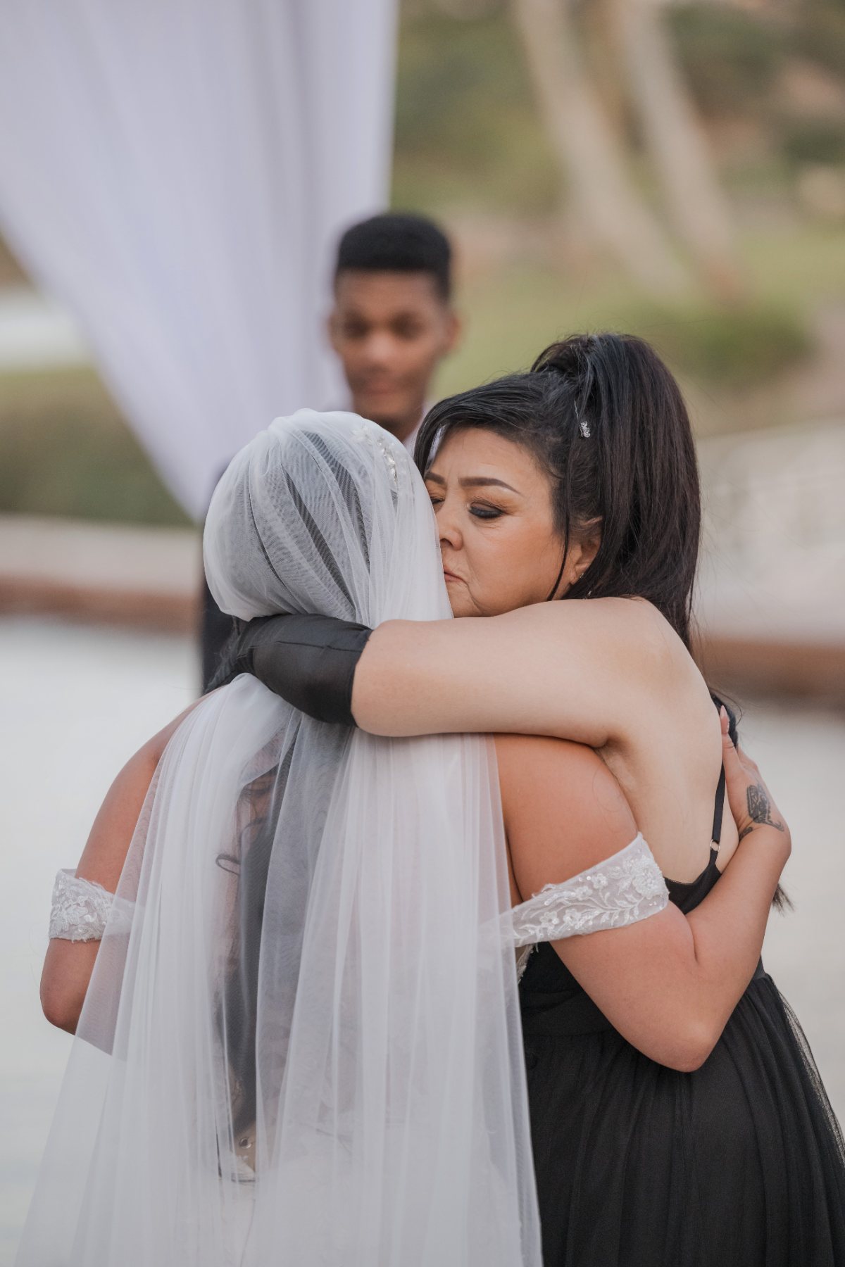 Las Vegas wedding photography — an emotional hug before the ceremony
