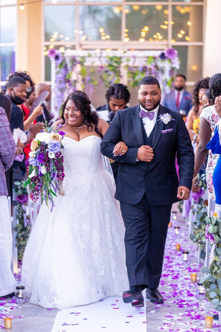Las Vegas wedding photography — the recessional back through the petals