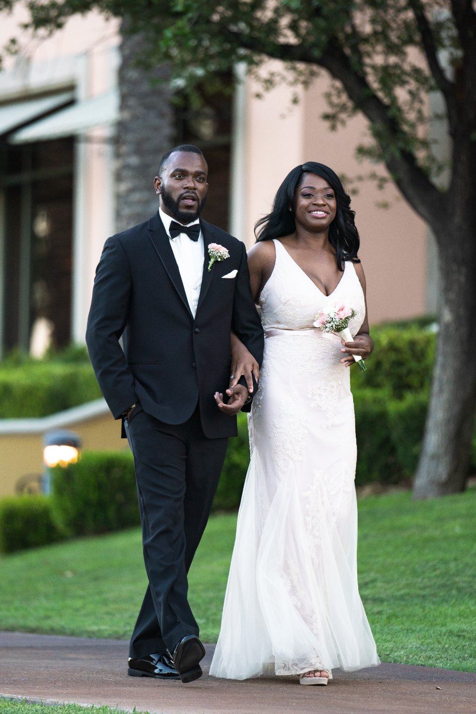 Las Vegas wedding photography — the couple walking together just after the ceremony