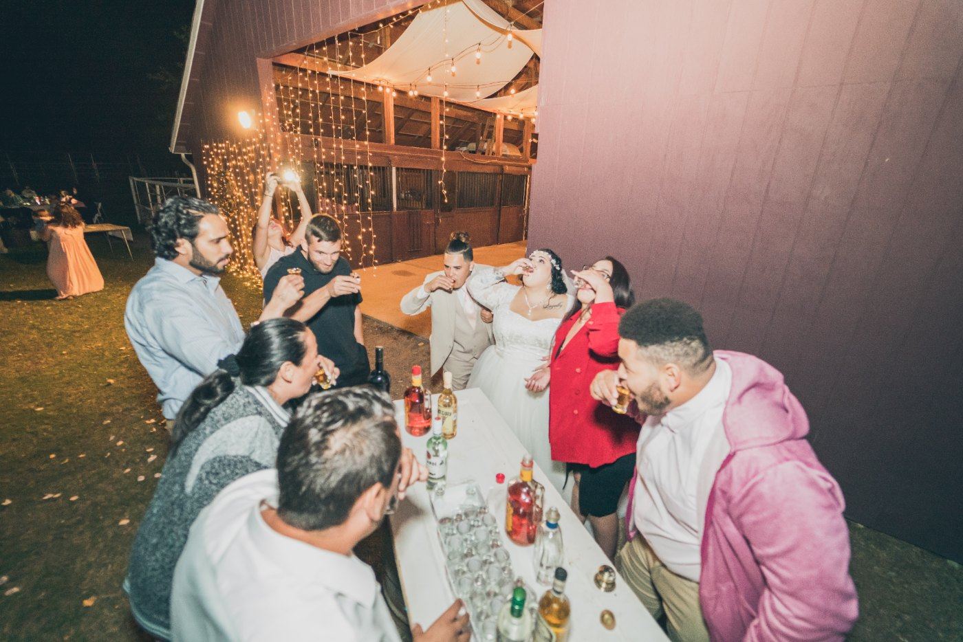 Las Vegas wedding photography — toasts being given at the long table