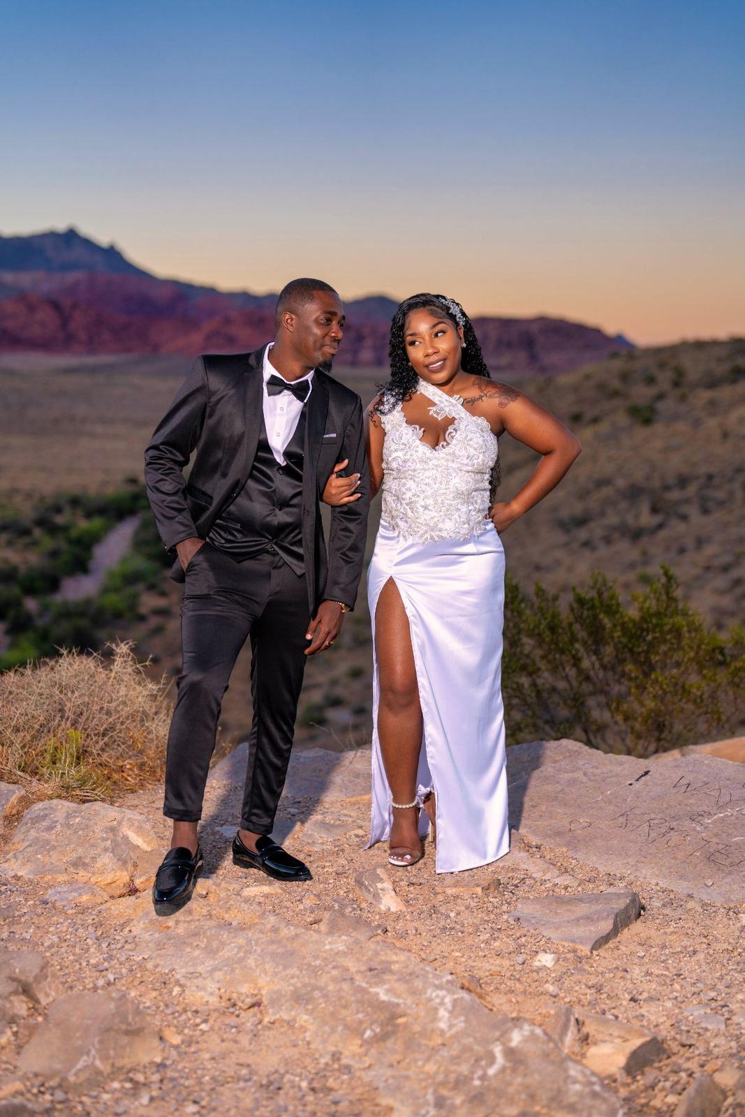 Las Vegas wedding photography — a blue hour portrait in the desert