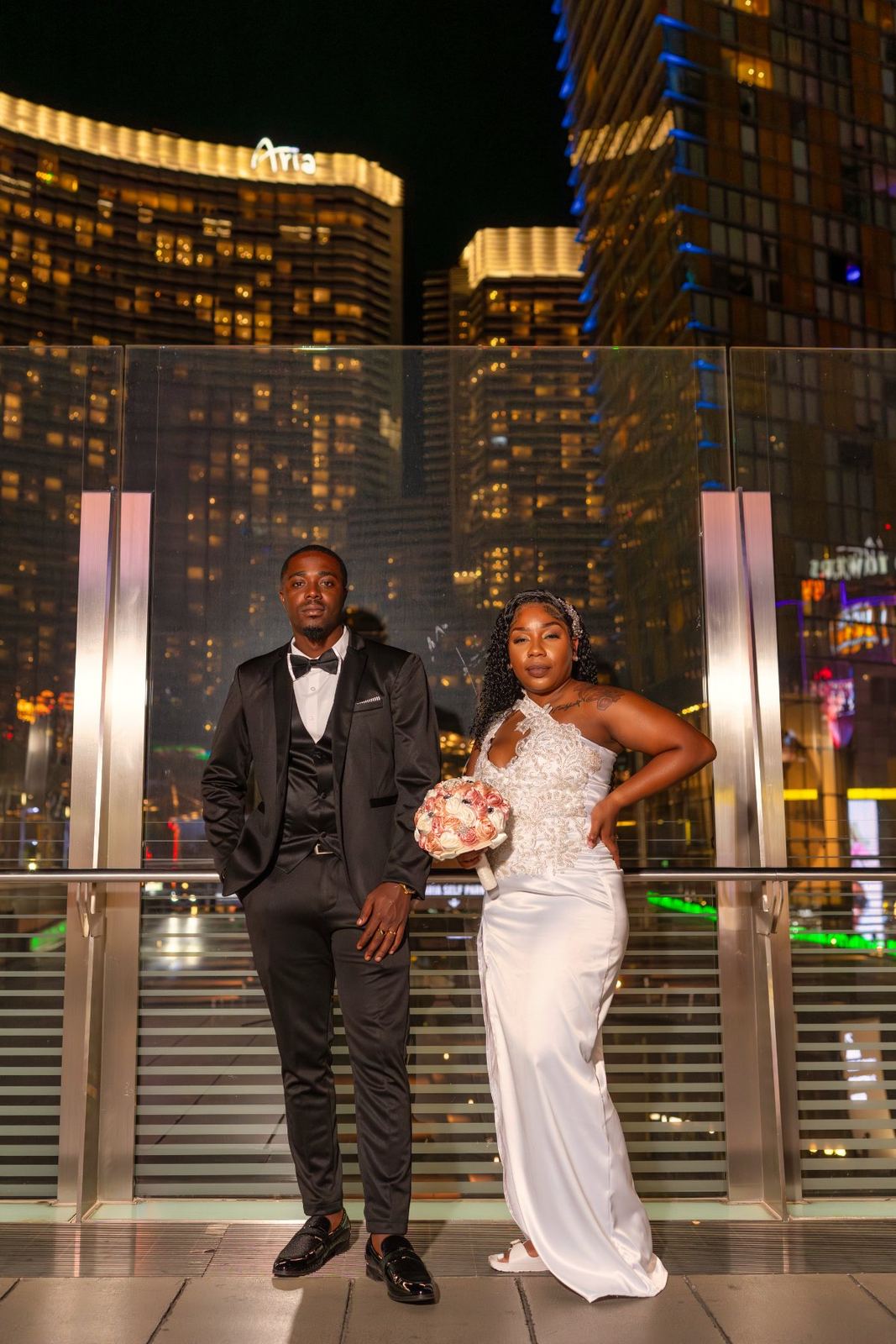 Las Vegas wedding photography — a night portrait under the neon