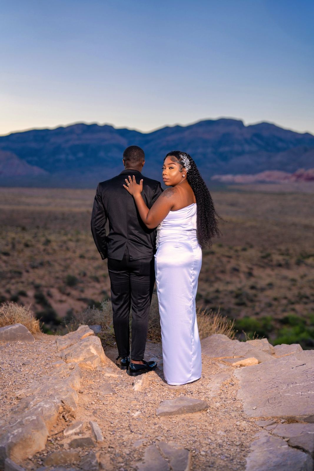 Las Vegas wedding photography — overlooking the valley at dusk
