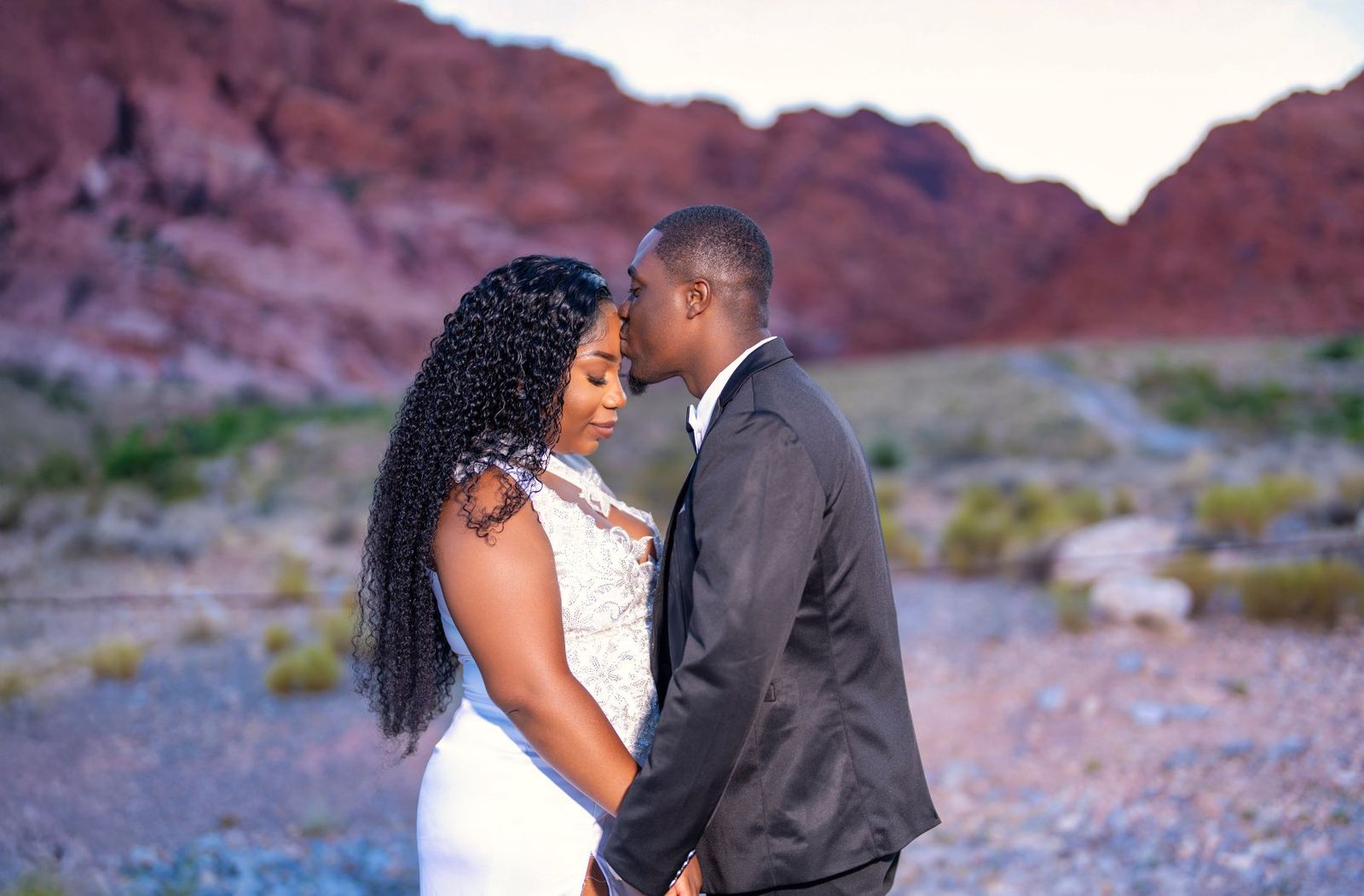 Las Vegas wedding photography — the groom in his tuxedo in the desert