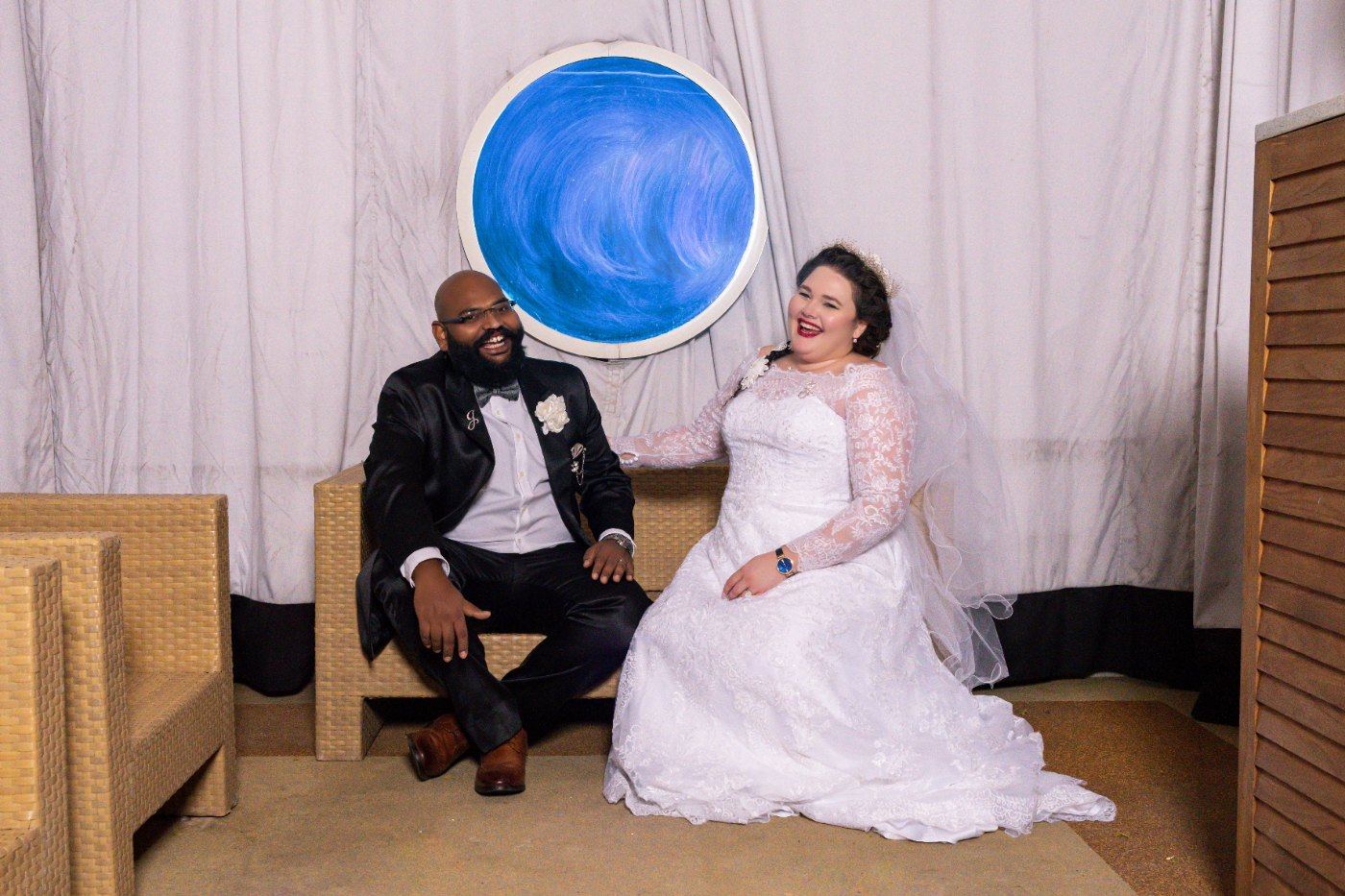 Las Vegas wedding photography — the couple seated together at the venue