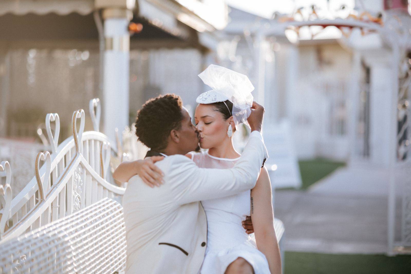 Las Vegas wedding photography — a kiss with the veil held in hand