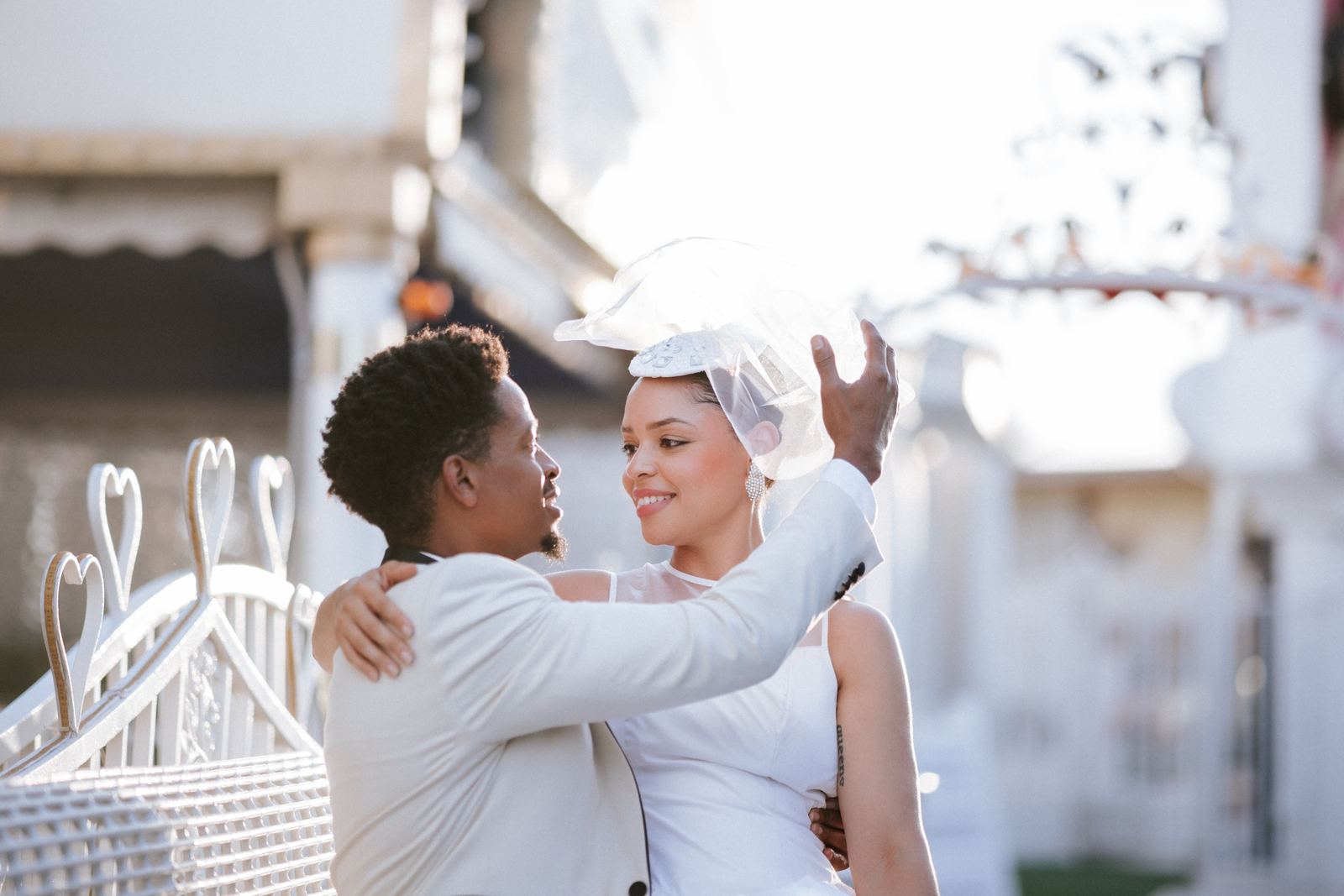 Las Vegas wedding photography — an embrace in the morning light
