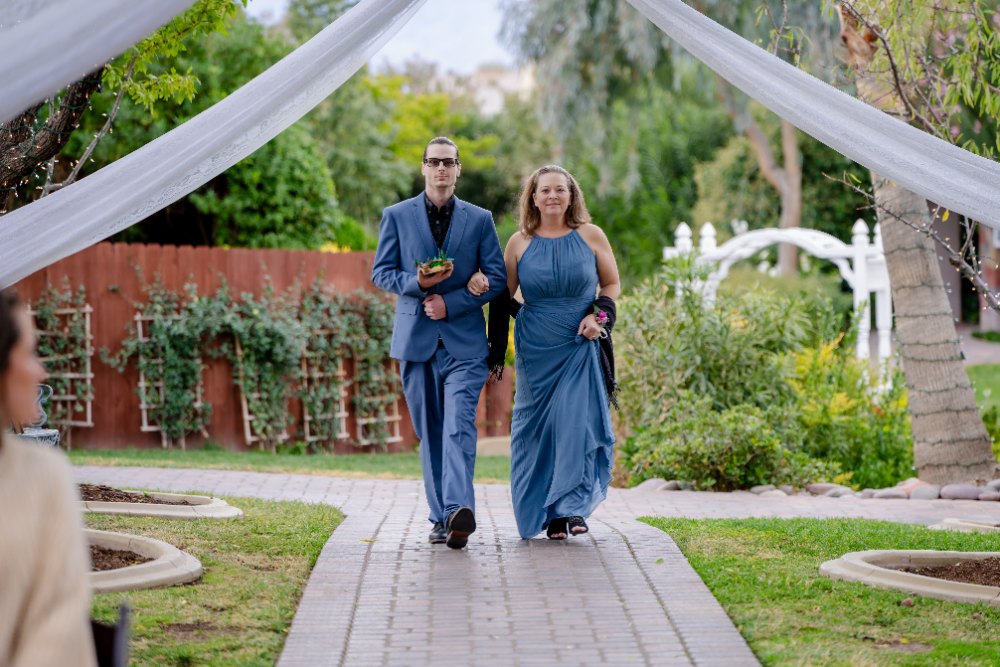 Las Vegas wedding photography — a mother walking the aisle before the ceremony