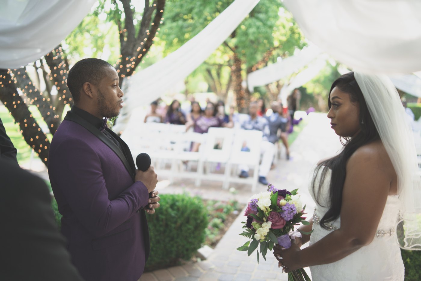 Las Vegas wedding photography — the groom seeing the bride for the first time